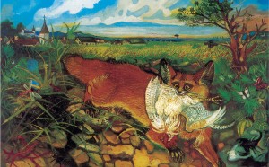 Antonio Ligabue, Volpe in fuga, s.d. (1948), olio su tavola di faesite, 60 x 75 cm, Reggio Emilia, collezione privata