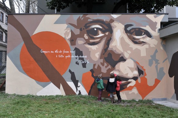 Inaugurazione del murales dedicato a Dario Fo e Franca Rame alla Civica Scuola Paolo Grassi
