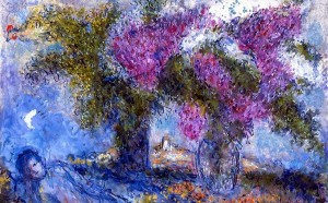 Marc Chagall, Bouquets de Lilas a Saint-Paul (Bouquets of Lilacs at Saint-Paul), 1978