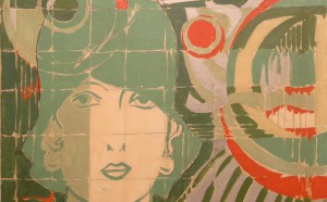 Giosetta Fioroni: Donna con cappello in un paesaggio geometrico, 1966,