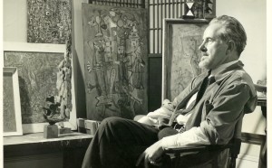 Mark Tobey nel suo studio, 1949. Courtesy Arthur Lyon Dahl. Photo Larry Novak