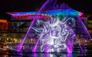 Vivid Sydney 2017, Darling Harbour preview, Magicians of the Mist. 25/5/2017 Photo James Horan/Destination NSW