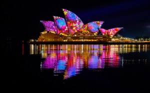 Vivid Sydney 2017, Sydney Opera House, Lighting of The Sails Audio Creatures. Photo James Horan