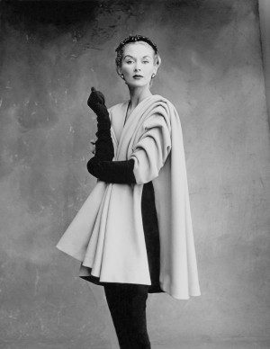 Lisa Fonssagrives-Penn wearing coat by Cristóbal Balenciaga, Paris, 1950. Photograph by Irving Penn © Condé Nast, Irving Penn Foundation