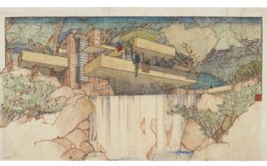 Frank Lloyd Wright, Fallingwater (Kaufmann House), Mill Run, Pennsylvania. 1934–37. 1/4″ (39.1 × 64.1 cm). The Frank Lloyd Wright Foundation Archives (The Museum of Modern Art | Avery Architectural & Fine Arts Library, Columbia University, New York)