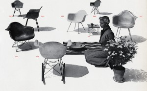 An Eames Celebration. Display of Eames Plastic Armchair models, Herman Miller catalogue, 1952. ∏ Herman Miller Archives