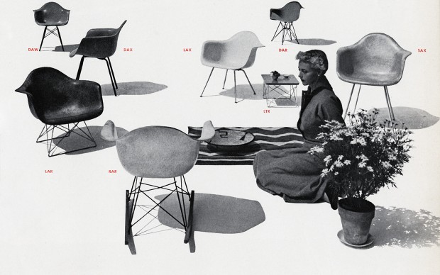 An Eames Celebration. Display of Eames Plastic Armchair models, Herman Miller catalogue, 1952. ∏ Herman Miller Archives