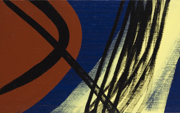 Hans Hartung, T1974-E28 T1974-E29, 1974, acrilico su tela, 50 x 220 cm, Collezione Fondazione Hartung-Bergman