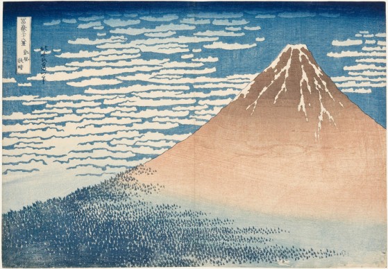 Katsushika Hokusai, Giornata limpida col vento del sud (o Fuji Rosso), dalla serie Trentasei vedute del monte Fuji, 1830-1832 circa, Kawasaki Isago no Sato Museum