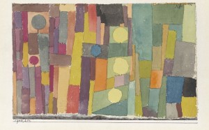 Paul Klee, In the Kairouan Style, Transposed in a Moderate Way, 1914, 211 Watercolor and pencil on paper, marginal stripe with pen at the bottom, on cardboard, 12.3 × 19.5 cm, Zentrum Paul Klee, Bern