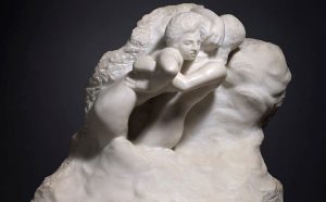 Auguste Rodin, Paolo e Francesca tra le nuvole, 1904-1905, marmo, cm 65,5 x 70 x 55 . Parigi, musée Rodin. © musee Rodin, foto Christian Baraja