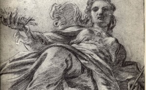 Ludovico Carracci, Flora, carta colorata, matita, gessetto, 1590-1592