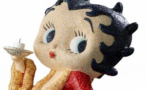 Sam Havadtoy, Betty Boop, lace, acrylic and gold leaf on found object, 120x55x60 cm, 2016