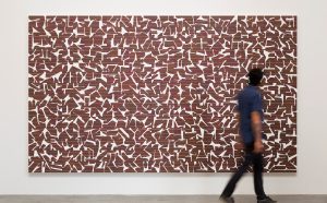 Allora & Calzadilla Solar Catastrophe, 2016 Broken solar cells on canvas 213.36 x 365.76 cm. Courtesy the artist and kurimanzutto, Mexico City Photo by Diego Pérez, 2016