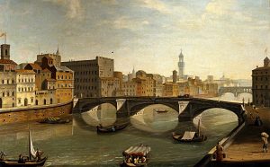 Vincenzo Torregiani Veduta dell’Arno con ponte Santa Trinita 1750 c. Olio su tela Firenze, Gallerie degli Uffizi, Galleria delle Statue e delle Pitture