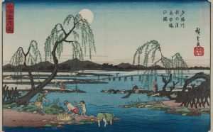 Hiroshige "Pesca di ayu nel fiume Tama", 1844-1847