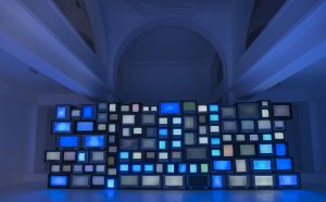Susan Hiller, Channels, 2013, video installation with sound, dimensions variable. ​Installation view, Synagogue de Delme Contemporary Art Centre, Delme, France. © Susan Hiller. Courtesy Lisson Gallery. Photography: Oh Dancy.