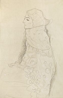 Gustav Klimt, Seated Lady with Ornamented Cape in Profile from the Left, c. 1910 © Leopold Museum, Vienna | Photo: Leopold Museum, Vienna