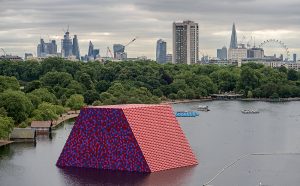Christo and Jeanne-Claude The London Mastaba, Serpentine Lake, Hyde Park, 2016-18 Photo: Wolfgang Volz © 2018 Christo