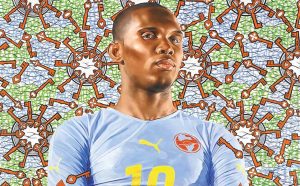 Kehinde Wiley, 1977, Los Angeles; lives in New York and Beijing, Samuel Eto’o, 2010, Oil on canvas 72 x 60 inches. Private collection. Courtesy the artist and Roberts Projects, Los Angeles