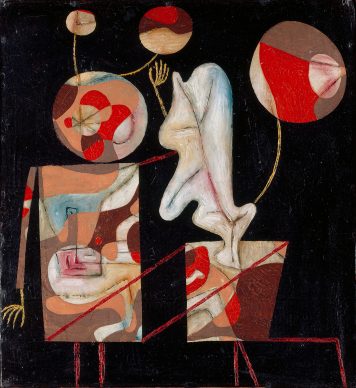 Paul Klee, Marionetten (bunt auf Schwarz), 1930, 202 Öl auf Karton, 32 x 30,5 cm Kunsthaus Zürich, Sammlung Erna und Curt Burgauer