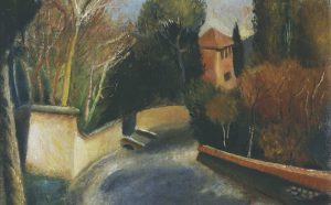 Mario Mafai Street with Red House ( Strada con casa rossa ), 1928 Oil on canvas, 38 x 38.5 cm