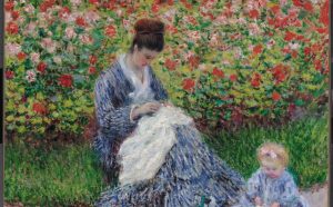 Claude Monet, Camille Monet e bambino nel giardino dell'artista ad Argenteuil