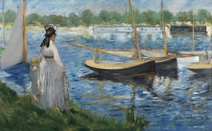 Edouard Manet Banks of the Seine at Argenteuil, 1874 Oil on canvas 62.3 × 103 cm On long-term loan to The Courtauld Gallery from a private collection © The Samuel Courtauld Trust, The Courtauld Gallery, London