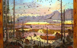 Tom Uttech; Nin Babamenindimin, 2002-03-2017; Oil on linen, 33 x 36.75 in. framed. Collection of the Tucson Museum of Art, Gift of the Contemporary Art Society, 2009.5.1.