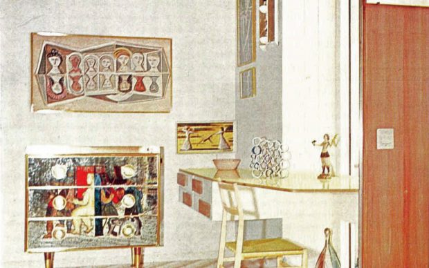 Gio Ponti, Sistemazione del proprio appartamento nell’edificio di via Dezza 49, a Milano, in Domus 334, 1957, camera da letto della figlia