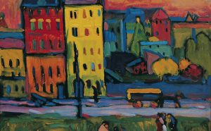 Wassily Kandinsky, Case a Monaco, 1908, Olio su tela, © Von der Heydt-Museum Wuppertal / Photo: Antje Zeis-Loi, Medienzentrum Wuppertal