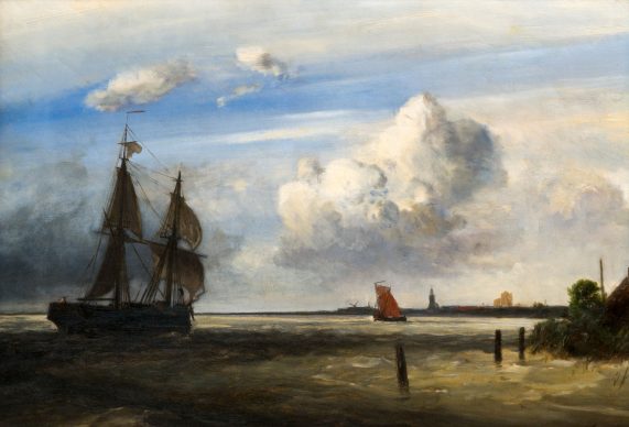 Johan Barthold Jongkind, La foce del fiume Schelda, 1854, olio su tela, cm 38,7 x 57,3