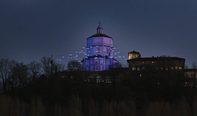Torino, Luci d'Artista 2013-14. Nella foto: Piccoli Spiriti Blu, Rebecca Horn, Monte dei Cappuccini © www.comune.torino.it, foto di Alberto Ramella