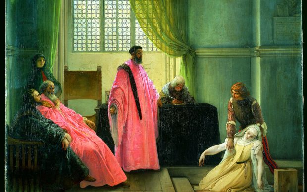 F. Hayez, Valenza Gradenigo davanti ai giudici, 1833-1845, collezione privata