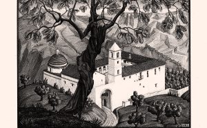 Maurits Cornelis Escher (Chiostro vicino a) Rocca Imperiale, Calabria , 1931 Litporafia, 23,1x30,7 cm Collezione Privata Italia All M.C. Escher works © 2018 The M.C. Escher Company. All rights reserved