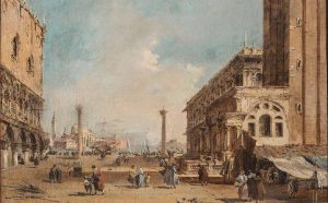 Francesco Guardi: Veduta della Piazzetta a Venezia, 1775 – 1785, Olio su tela, 34х44 cm. Mosca, Museo Pushkin