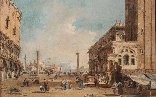 Francesco Guardi: Veduta della Piazzetta a Venezia, 1775 – 1785, Olio su tela, 34х44 cm. Mosca, Museo Pushkin