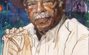 © Titouan Lamazou, Edouard Glissant, 2017. Atelier, France. Huile sur papier marouflé sur toile, 76 x 56 cm