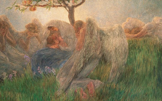 Gaetano Previati, Maternità, 1890-1891, olio su tela, 175,5 x 412 cm, Collezione Banco BPM