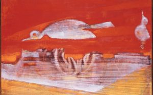 Max Ernst L’oiseau rose, 1956 Der rosa Vogel / The Pink Bird Öl auf Leinwand Staatliche Museen zu Berlin, Nationalgalerie © VG Bild-Kunst, Bonn 2018 bpk / Staatliche Museen zu Berlin, Nationalgalerie / Jörg P. Anders