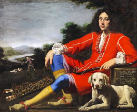 Lorenzo Lippi, Ritratto di gentiluomo con labrador, olio su tela, 93 x 137 cm. Collezione privata