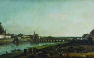 Photo © Kimbell Art Museum Bernardo Bellotto, "Dresden from the Right Bank of the Elbe, Above the Augustus Bridge," 1747, oil on canvas. Gemäldegalerie Alte Meister, Staatliche Kunstsammlungen Dresden, photo by Elke Estel/Hans-Peter Klut