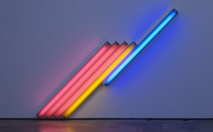 Dan Flavin, Untitled (for Frederika and Ian) 3, 1987. Edition 2 of 5 (CL no. 472) © 2018 Estate of Dan Flavin / Artists Rights Society (ARS), New York. Courtesy David Zwirner & Cardi Gallery