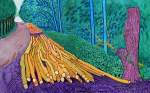 David Hockney, 'More Felled Trees on Woldgate', 2008, Oil on 2 canvases (60 x 48" each), 60 x 96'' overall, © David Hockney, Photo Credit: Richard Schmidt
