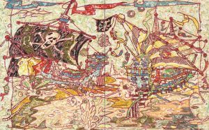 Joe Zucker Two Malay Pirates in the South China Sea, 1978 Acryl, Baumwolle, Rhoplex auf Leinwand / Acrylic, cotton, Rhoplex on canvas 204 x 306 cm Ludwig Forum für Internationale Kunst Aachen Photo: Carl Brunn / Ludwig Forum für Internationale Kunst Aachen © Joe Zucker