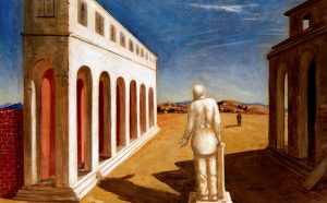 Giorgio de Chirico, Piazza d'Italia (Souvenir d'Italie), 1924-25, olio su tela, cm. 60 x 73, MART 2173, Mart, Museo d’arte moderna e contemporanea di Trento e Rovereto, Collezione L.F. © Archivio Fotografico e Mediateca MART © Fondazione Giorgio e Isa de Chirico, Roma, by SIAE 2019