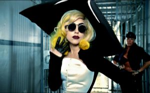 Lady Gaga in the video for the song “Telephone” (The Fame Monster album), 2010, directed by Jonas Åkerlund. Outfit: Thierry Mugler, Anniversaire des 20 ans collection, prêt-à-porter fall/winter 1995–1996