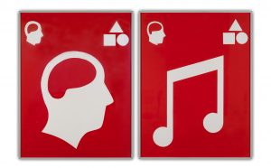 Matt Mullican Untitled (Signs) –1981Acrylic paint on paper, sheet 2 parts, framed eachcm 128,2x98,5x4,2Collezione privata di Fondazione Fiera MilanoCourtesy Mai36 Galerie Zurich ©Mariano Dallago