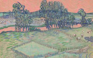 Vincent van Gogh, ricostruzione digitale colorazione cielo rosa paesaggio Tate Britain