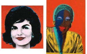 Andy Warhol Ladies and Gentlemen, ca. 1974-75. Synthetic polymer and silkscreen inks on canvas 120 x 80 inches (304.8 x 203.2 cm) © 2019 The Andy Warhol Foundation for the Visual Arts, Inc. / Licensed by Artists Rights Society (ARS), New York Andy Warhol Red Jackie, 1964 Acrylic and silkscreen ink on linen 40 x 40 inches (101.6 x 101.6 cm) © 2019 The Andy Warhol Foundation for the Visual Arts, Inc. / Licensed by Artists Rights Society (ARS), New York